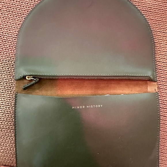 Minor History Olive Green & Brushed gold clutch. So versatile.